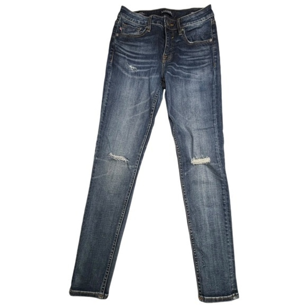 Vigoss Jagger Super Skinny Jeans Classic Fit Dark Denim Blue Wash Distressed
